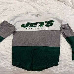 Jets Long Sleeve Colorblock crewneck